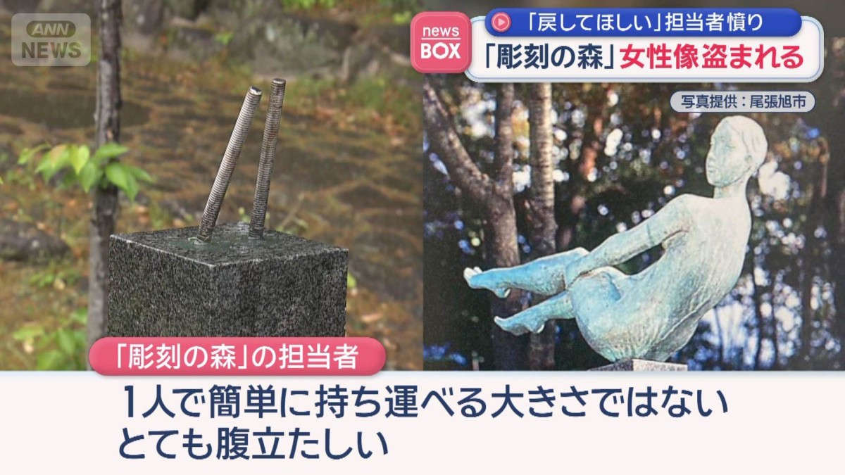 「彫刻の森」女性像盗まれる 「戻してほしい」担当者憤り 愛知・尾張旭市　24日に発見