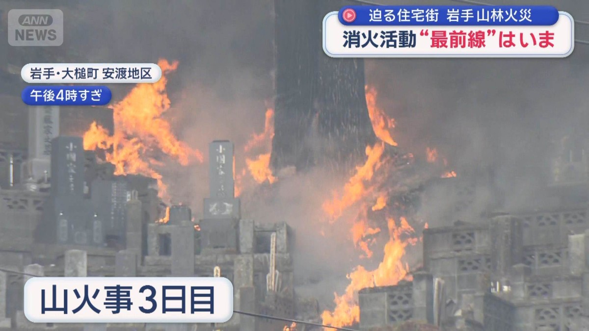 迫る住宅街 岩手 山林火災　消火活動“最前線”はいま　消火阻む「地形の壁」