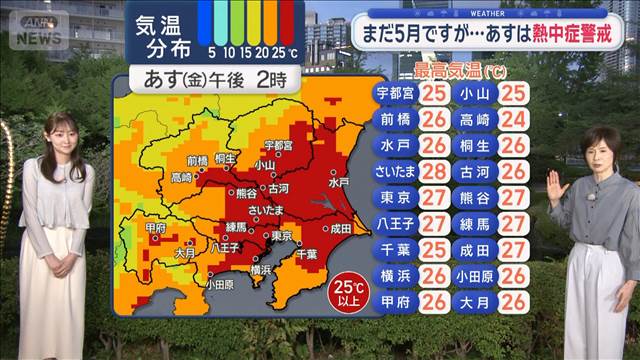 【関東の天気】あす天気急変　急な雷雨注意　まだ5月ですが…熱中症警戒