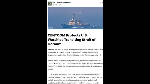 米中央軍　イランに対し「自衛のため」の攻撃　「事態の悪化望まず」と強調