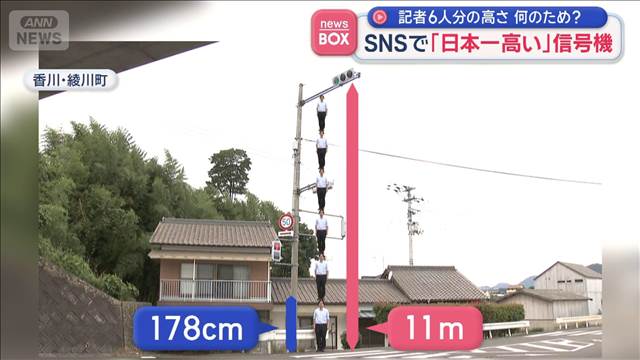 SNSで「日本一高い」信号機と評判　記者6人分の高さ　何のため？　香川県
