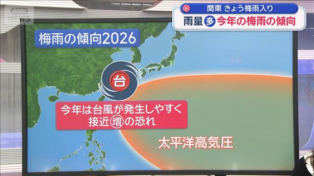 今年の梅雨 雨量が平年より多い傾向に　関東きょう梅雨入り