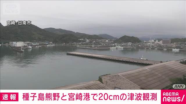 新たに種子島熊野と宮崎港で津波20cm観測 フィリピン付近の地震で津波注意報
