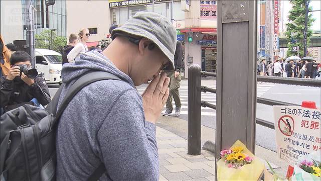 秋葉原 無差別殺傷事件から18年　現場の交差点で献花