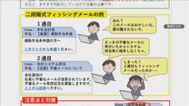 見破りやすい不審メールで気を緩めさせ　二段階式フィッシングメールに注意