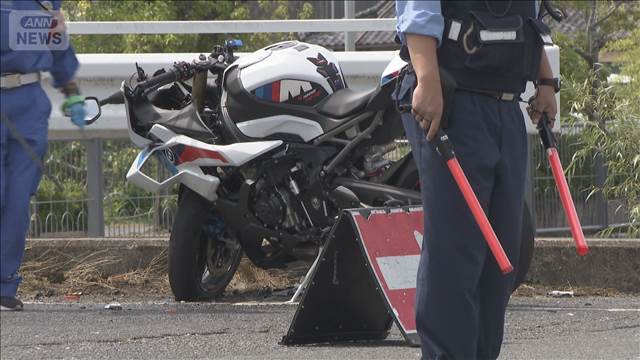 右折トラック巻き込み　バイク男性死亡　岡山市