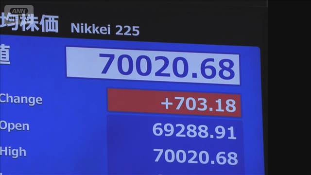 日経平均株価　史上初の7万円台　