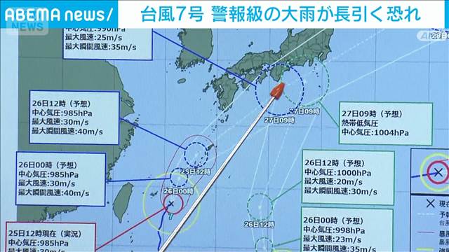 台風7号＆8号 警報級の大雨が長引く恐れ　気象庁 土砂災害や河川の増水と氾濫に警戒を