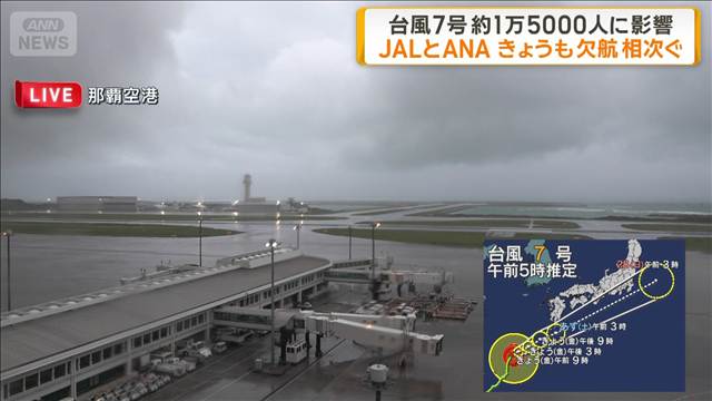【台風7号】26日もANAとJALで欠航便相次ぐ　約1万5000人に影響