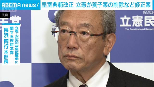 立憲 皇室典範改正の修正案を取りまとめ　養子案の削除など求める