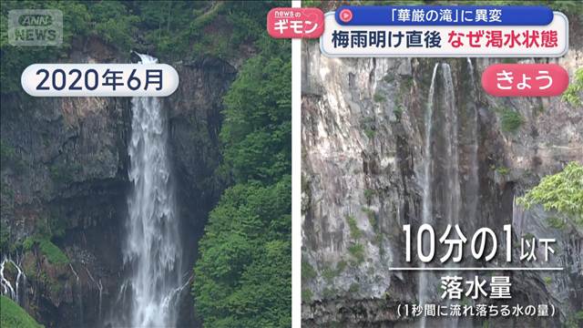 「華厳の滝」に異変　梅雨明け直後…なぜ渇水状態