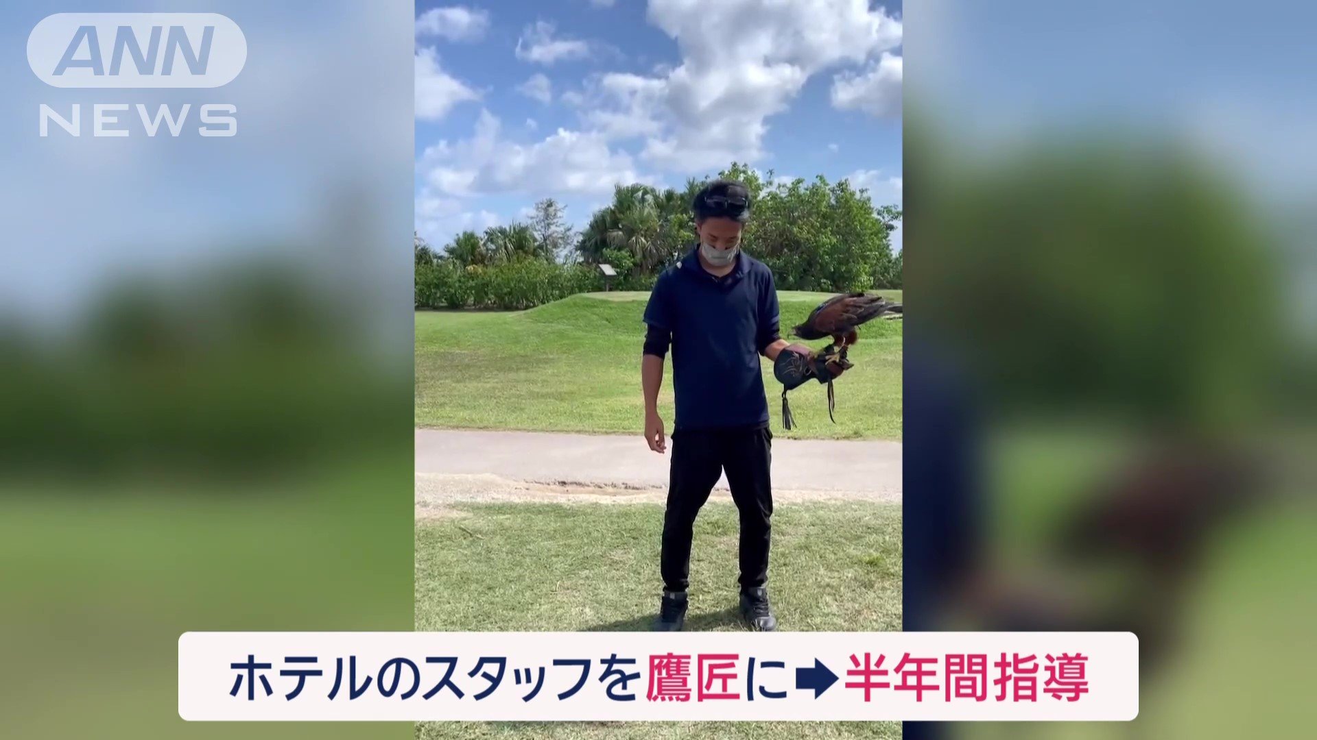 ホテルのスタッフを鷹匠に