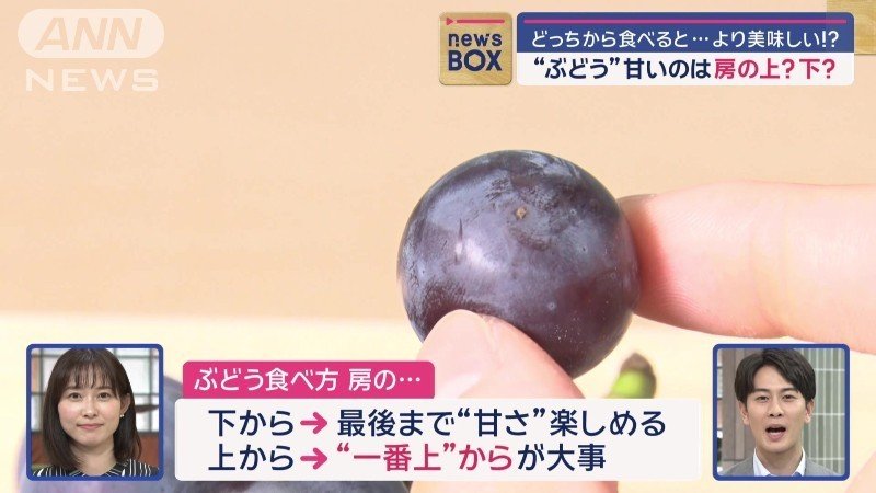 最初に一番甘い部分を食べたい人は、“一番上の房”を