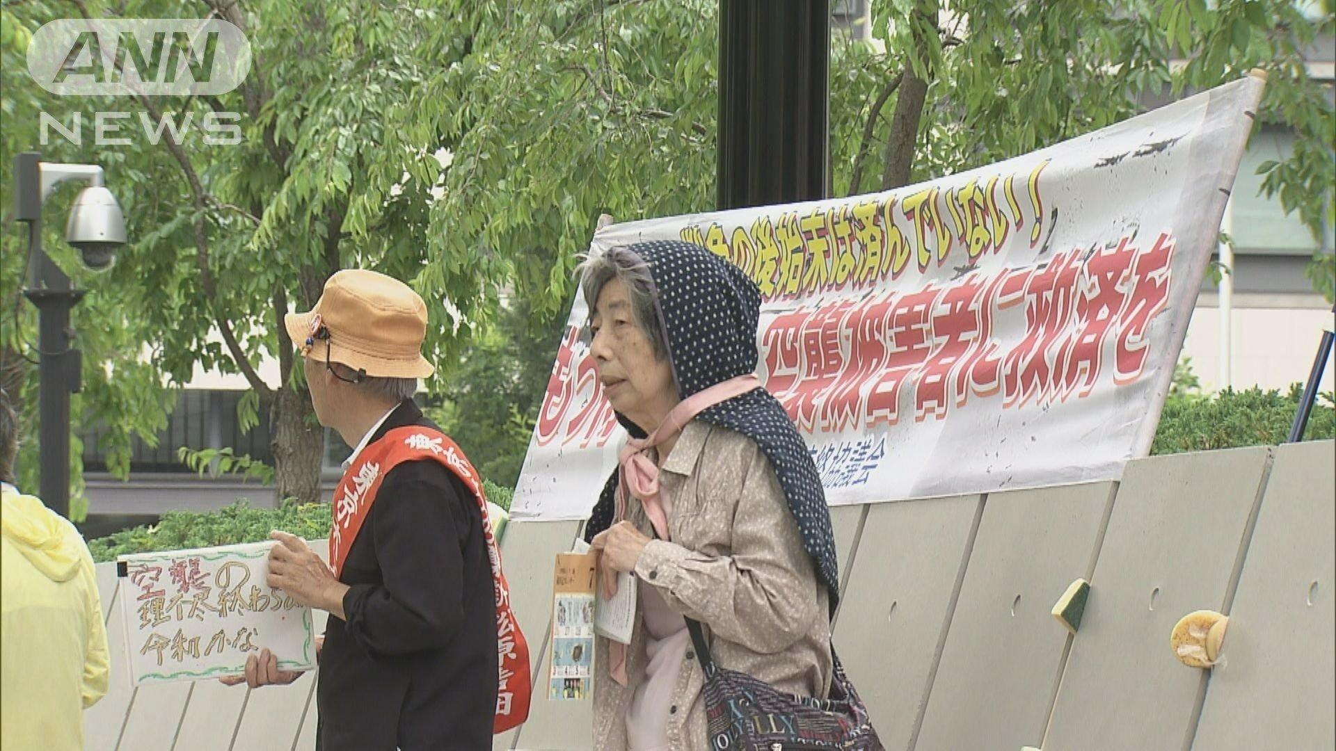 国会前で救済法案の成立を呼びかける(6月)