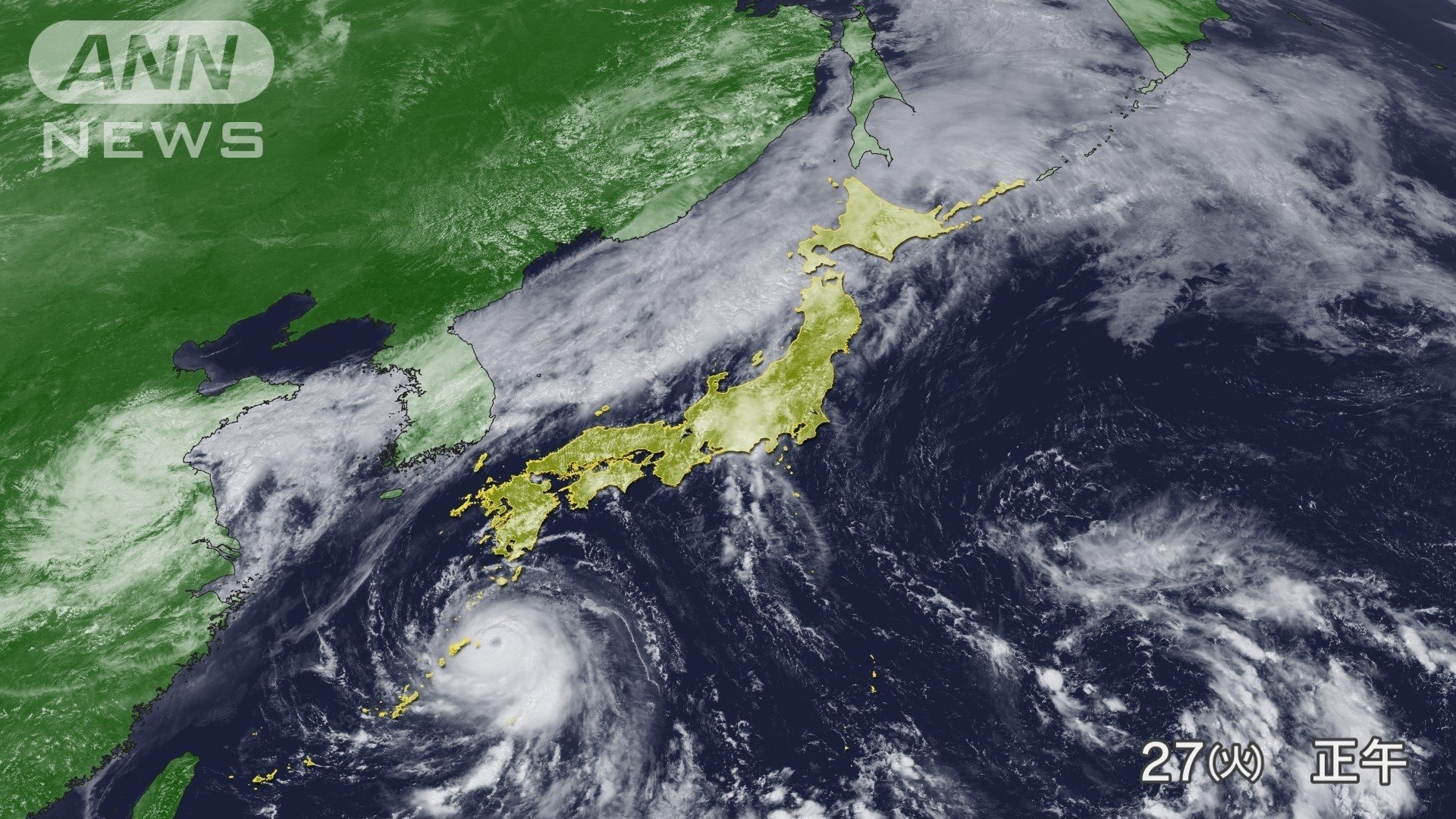 【雲画像】北に秋雨前線　南に台風10号　全国的に大気不安定