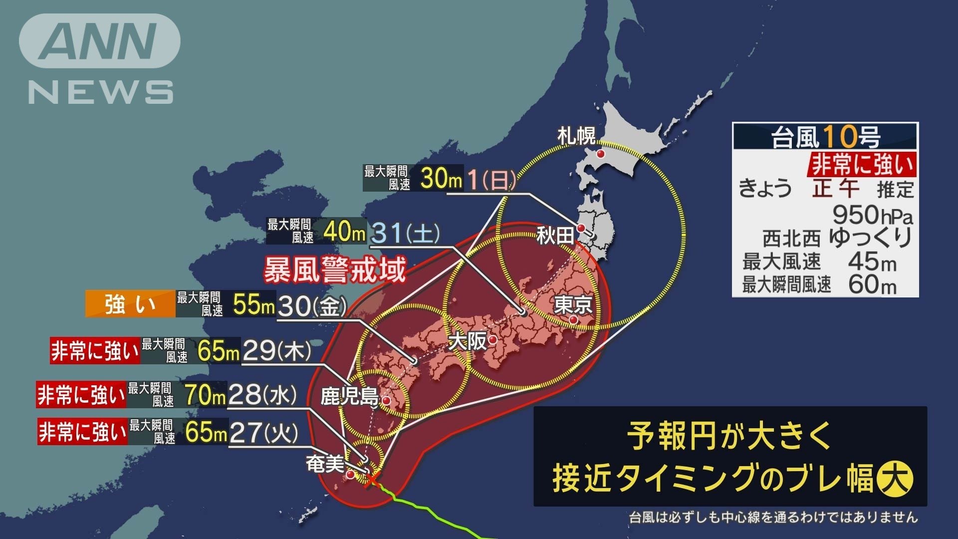 【台風10号】予想進路　奄美地方は線状降水帯が発生する恐れも