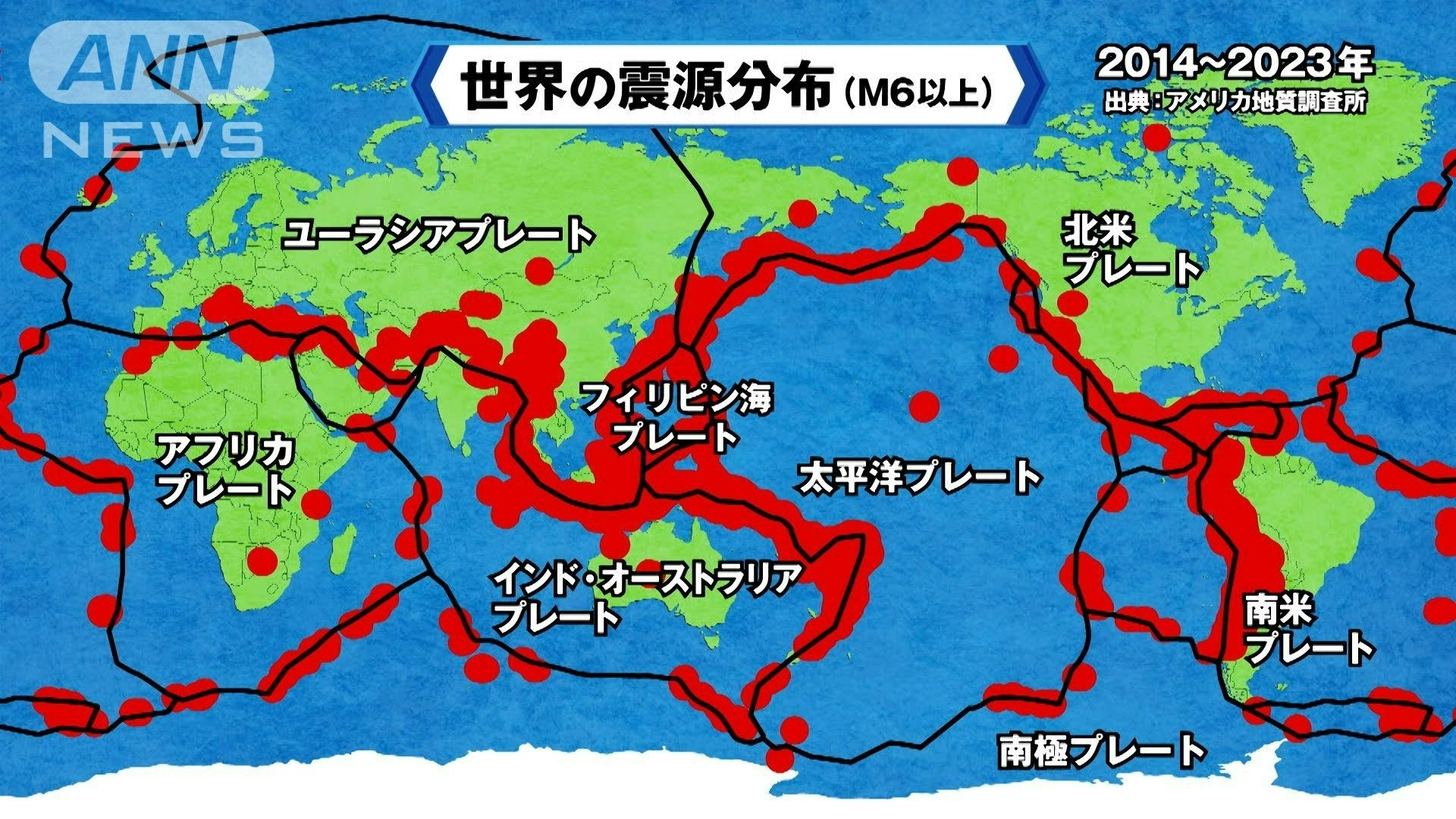 世界のプレート（震源アリ）