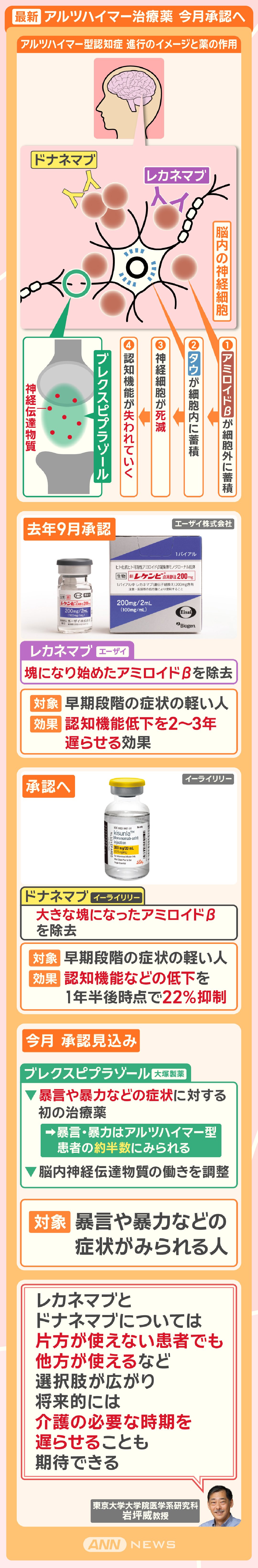 最新 アルツハイマー治療薬 今月承認へ