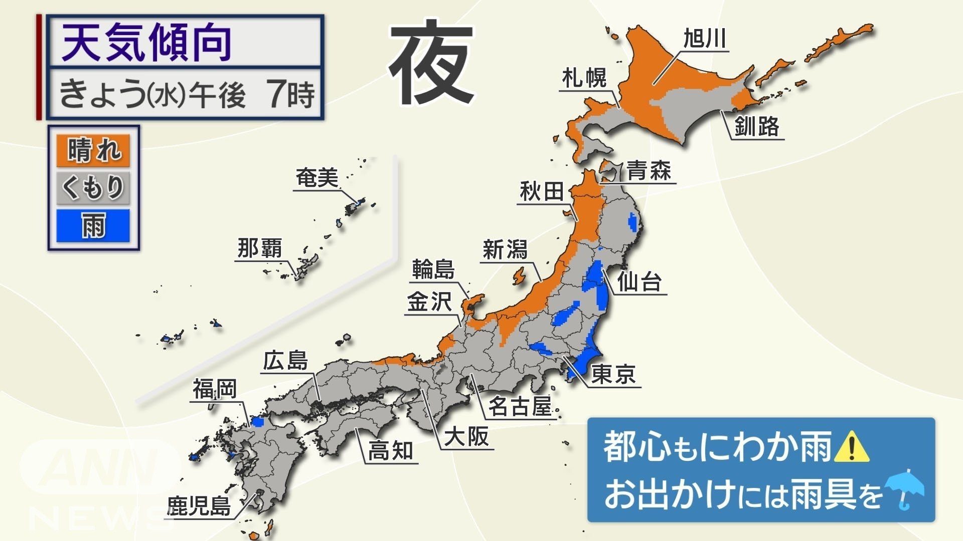 天気傾向　にわか雨