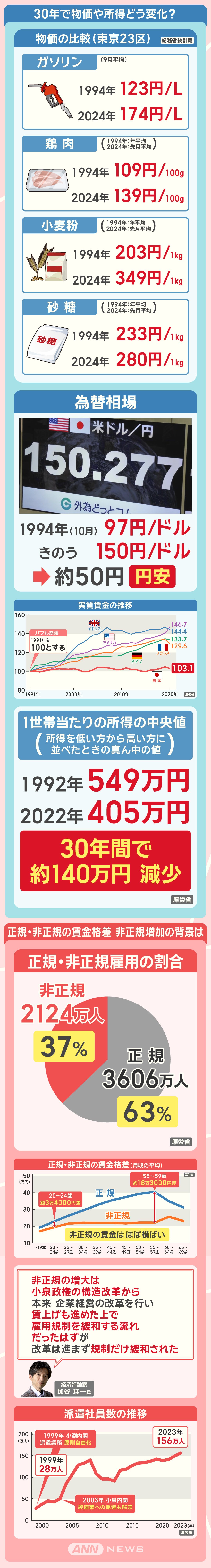 30年で物価や所得どう変化？