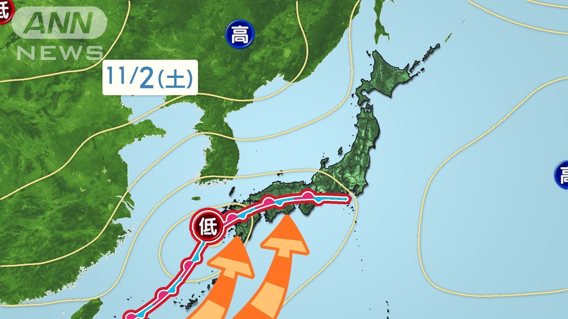 熱帯由来の湿った空気　秋らしくない大雨に