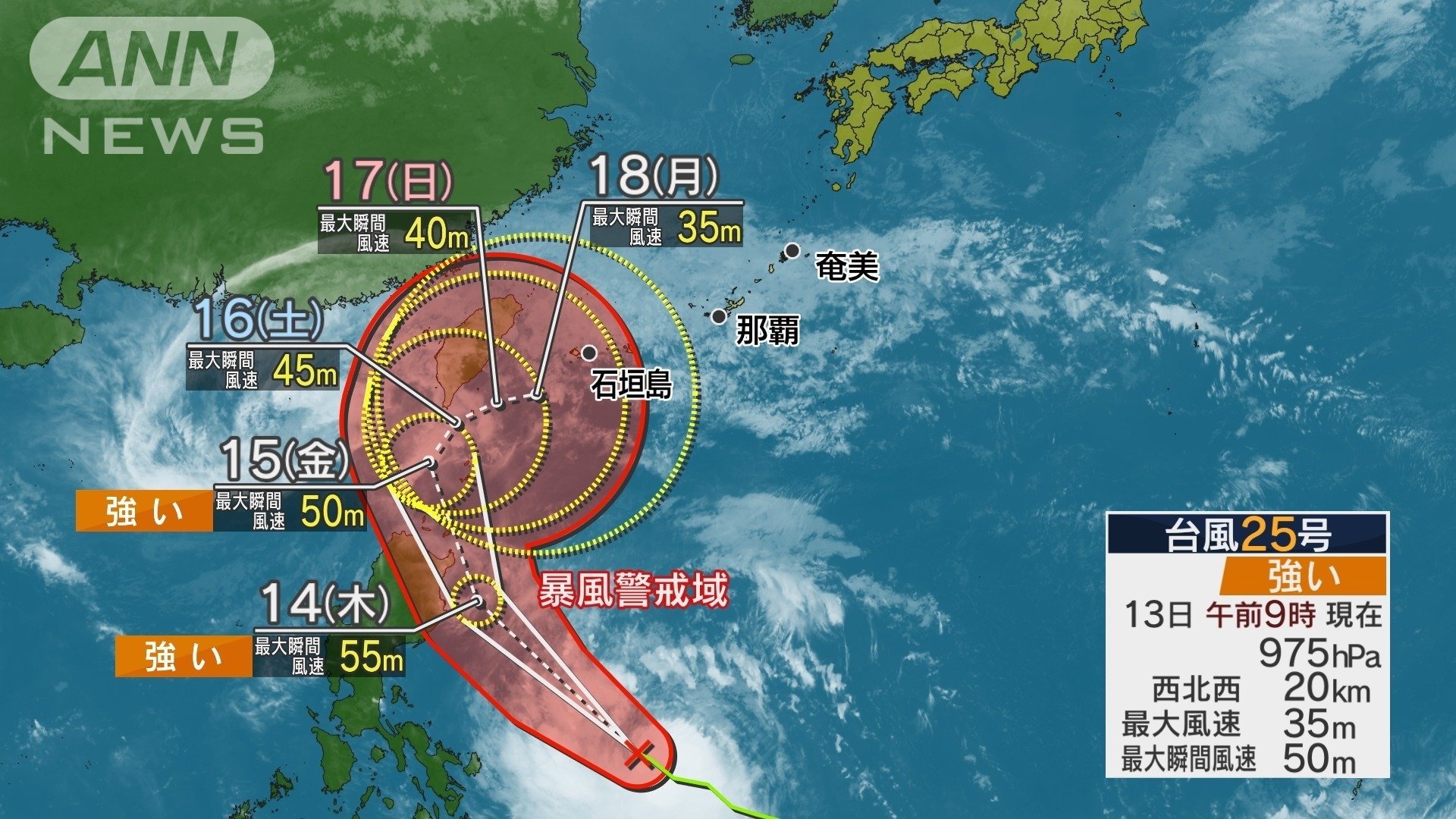 台風 台風25号 沖縄接近