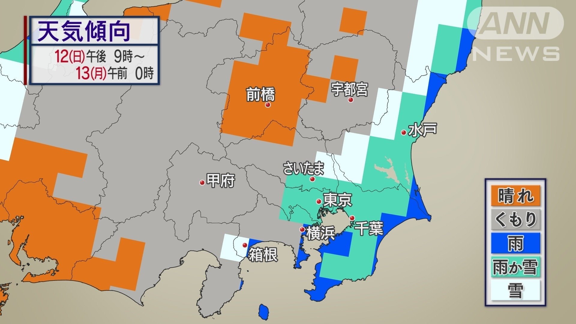 東京などで「雨か雪」の予想も