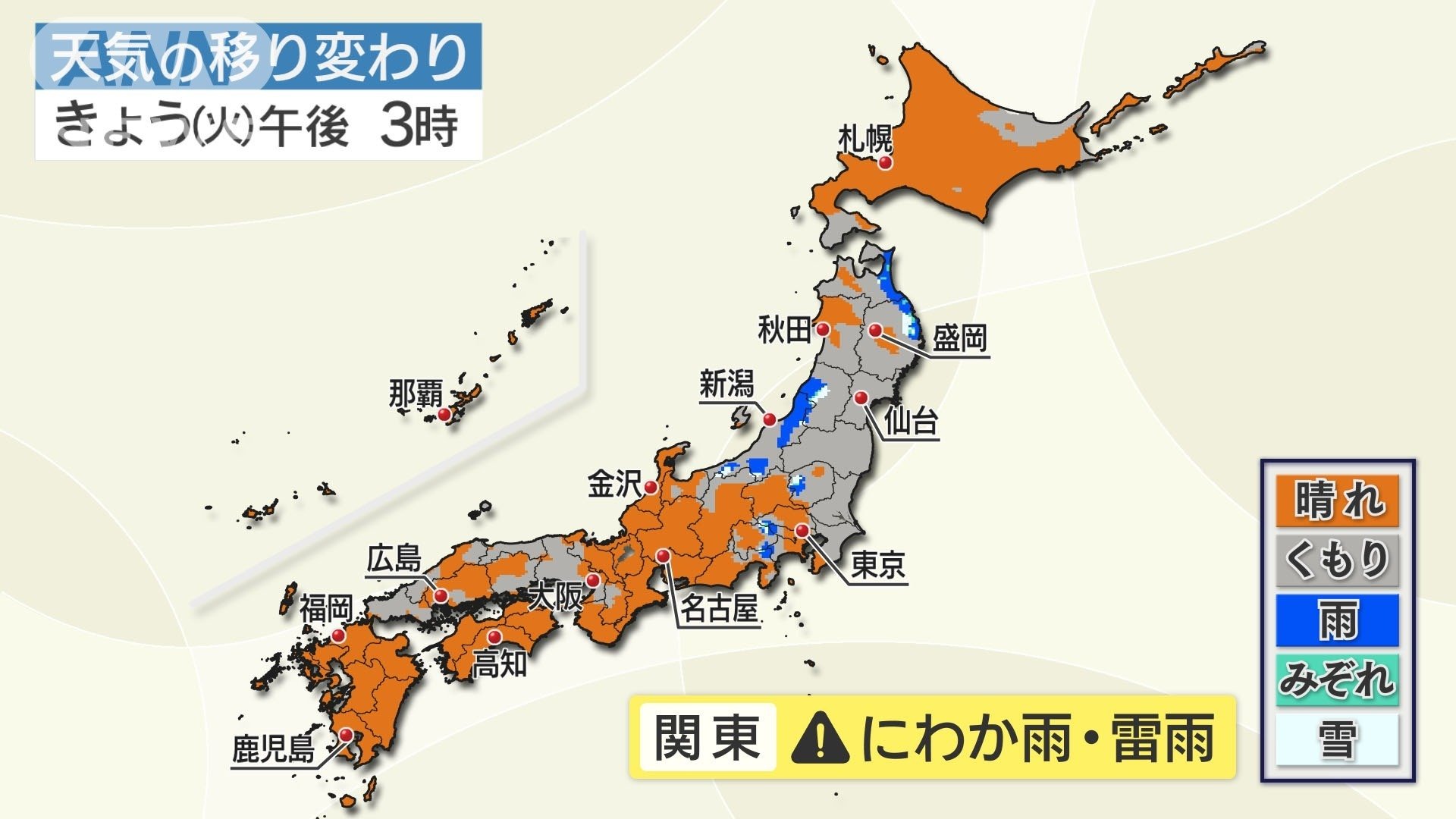 にわか雨、雷雨、ひょう
