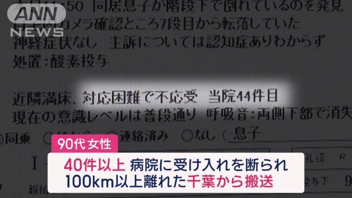 40件以上病院に受け入れを断られた