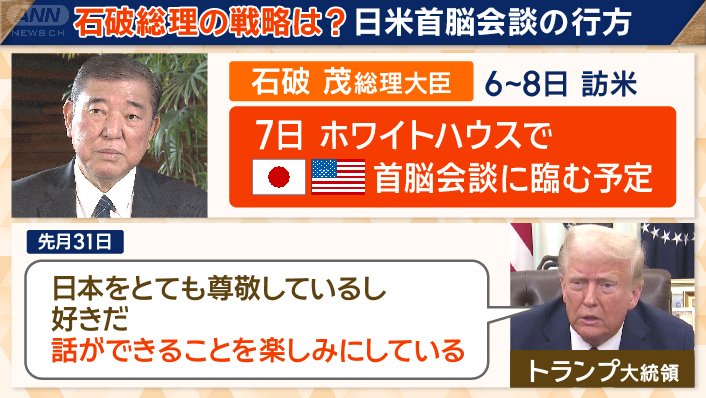 今月7日に予定される日米首脳会談