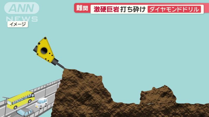 斜めにブレーカーを入れ落石を防ぐ
