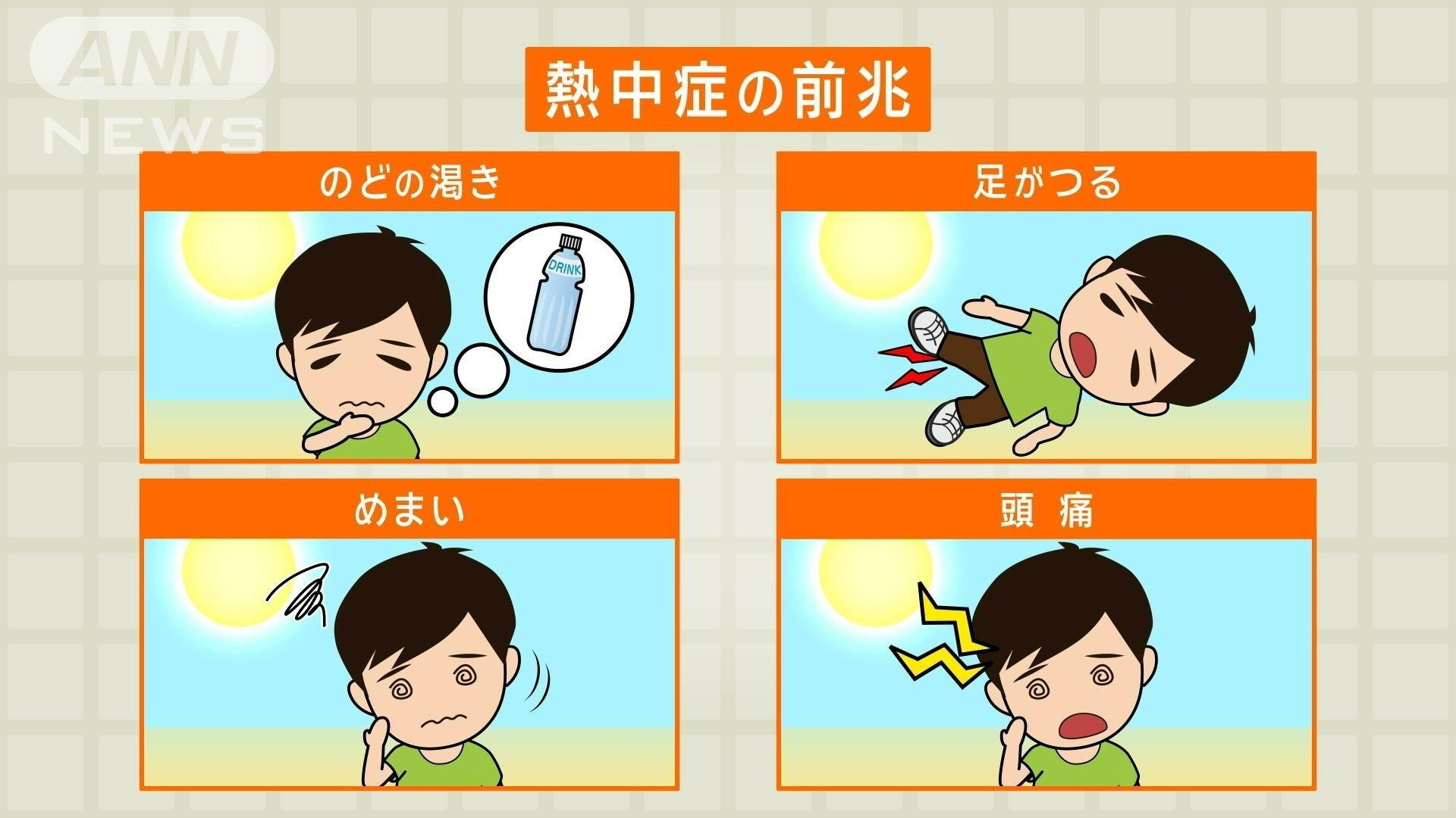 熱中症の前兆　のどの渇きやめまいに注意