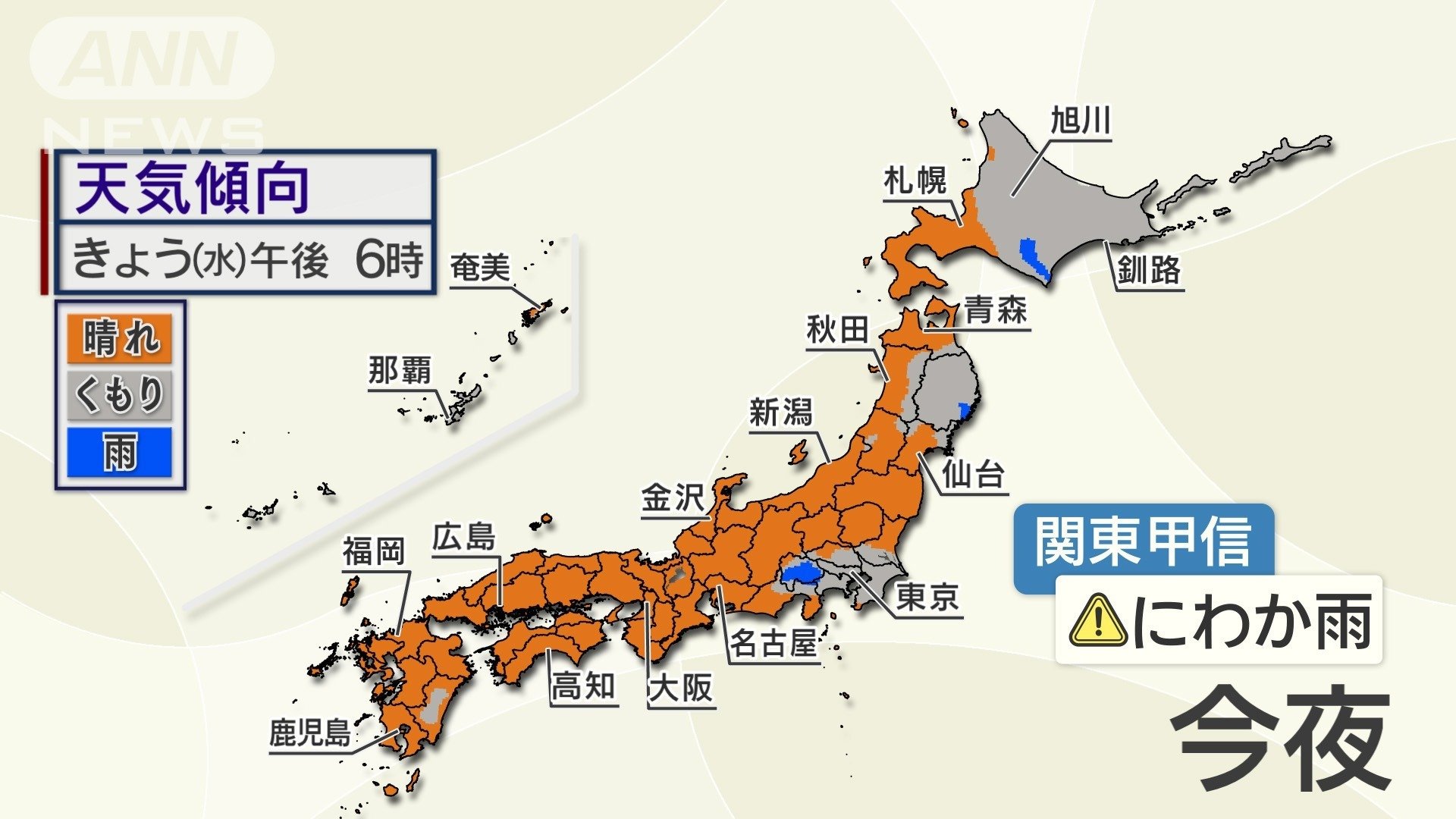 7日夜　関東甲信でにわか雨に注意