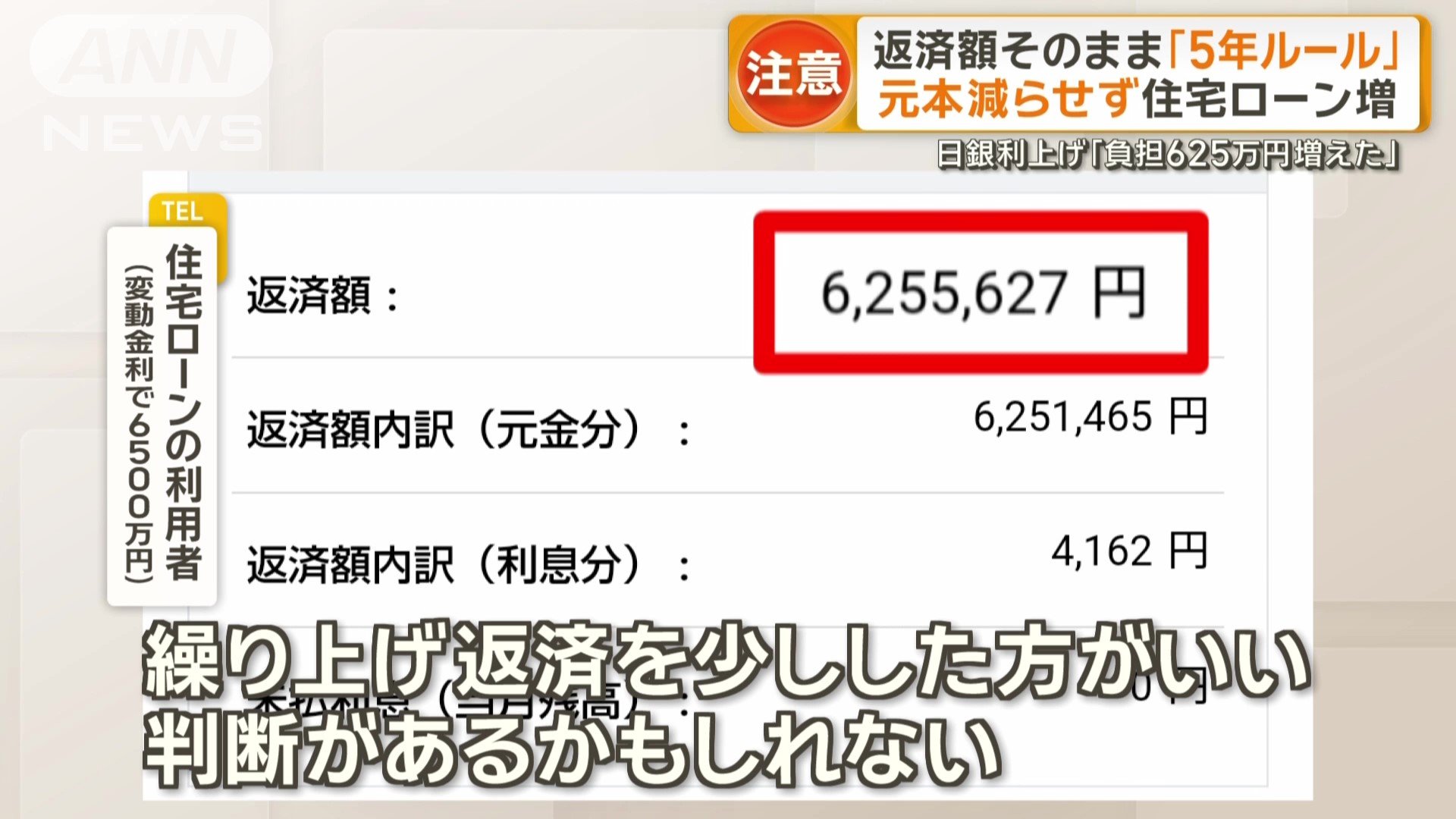 最終日の返済額は625万円に…