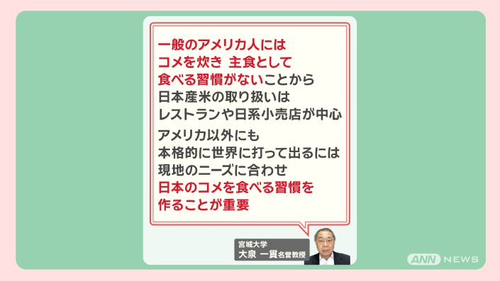 コメ増産へ“農政転換” カギ握る輸出 課題は『価格競争力』と『海外需要