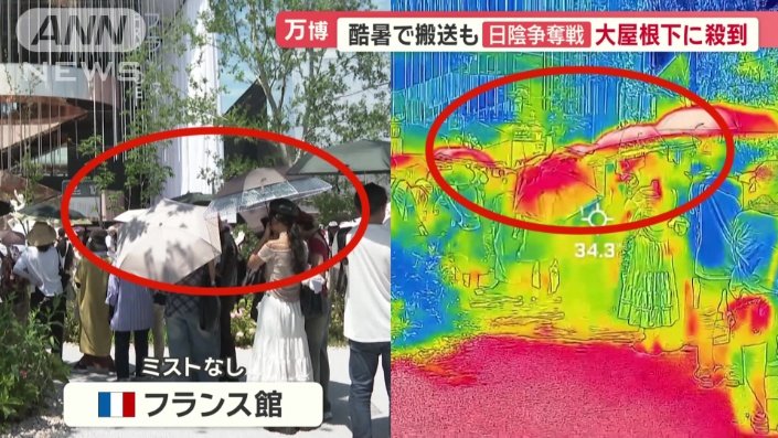 サーモカメラで見たフランス館の行列
