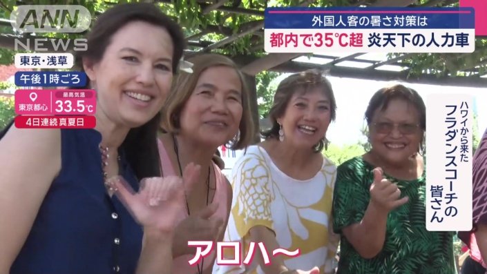 常夏のハワイからの観光客、