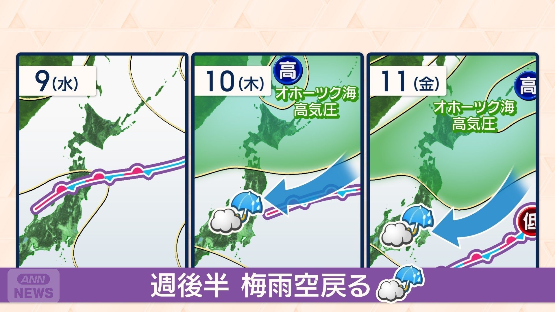 関東甲信や東北で梅雨空戻る　猛暑トーンダウン