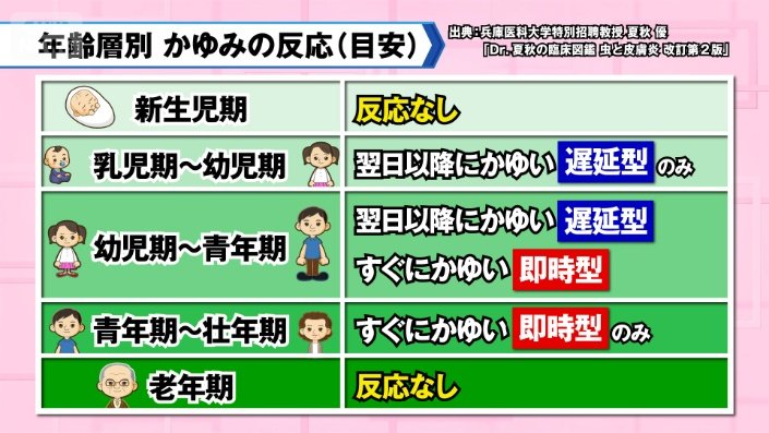 年齢別かゆみの反応