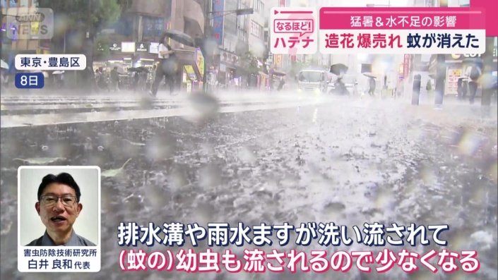 ゲリラ雷雨も要因に