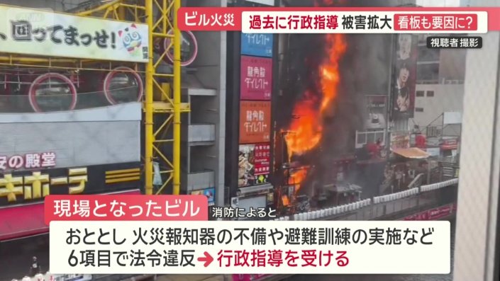 現場のビルは2023年に6項目の行政指導を受けていた