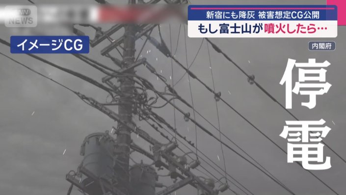 降灰後の雨で停電も発生