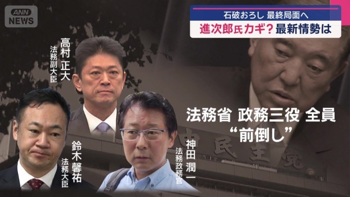 法務省の政務三役全員が前倒しを求める
