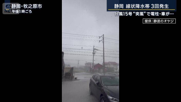 突風が発生していた時間帯に撮影された映像