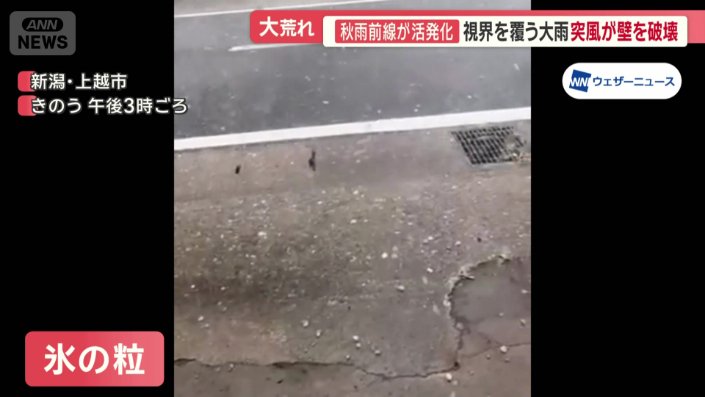 「ひょう」とみられる氷の粒