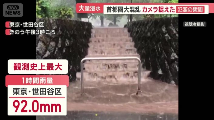 観測史上最大の雨を観測した世田谷区