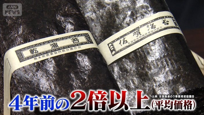 海苔の値上がりは倍以上