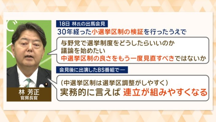 出馬会見とBS番組での林官房長官の発言