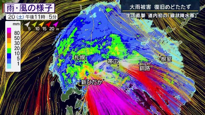 北海道の雨・風の様子