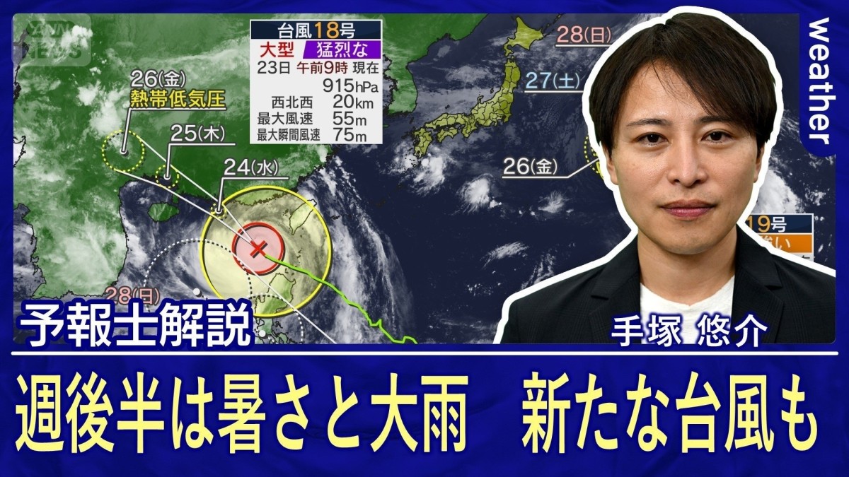 穏やか秋分の日　週後半は真夏日復活　大雨も　新たな台風も発生か